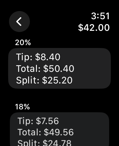 Tip Calculator on Apple Watch